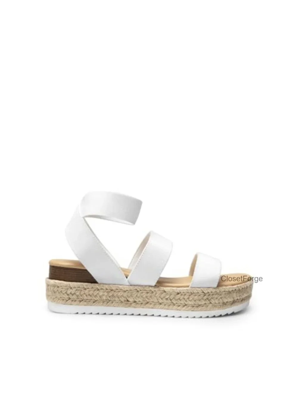 Women Strappy Espadrille Platform Wedge Sandals Jute TPR Vegan Leather